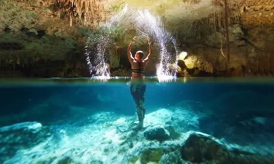Swimming in Cancun's cenotes