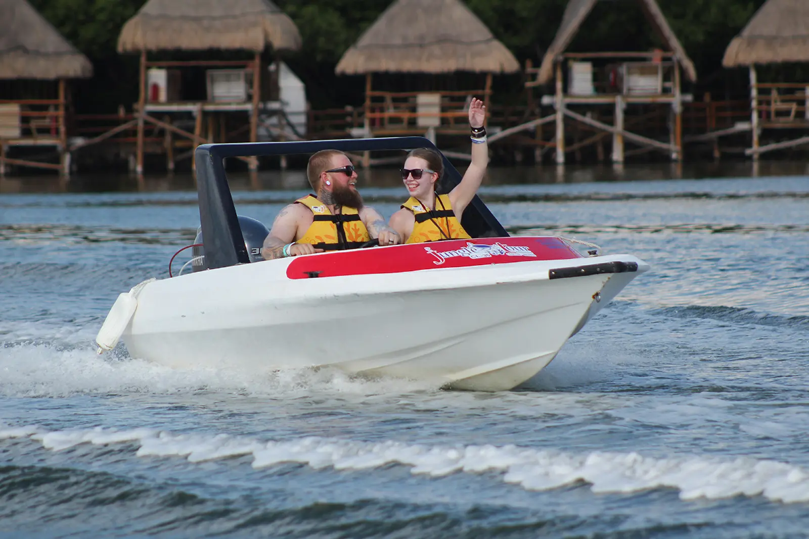A girl in speedboat