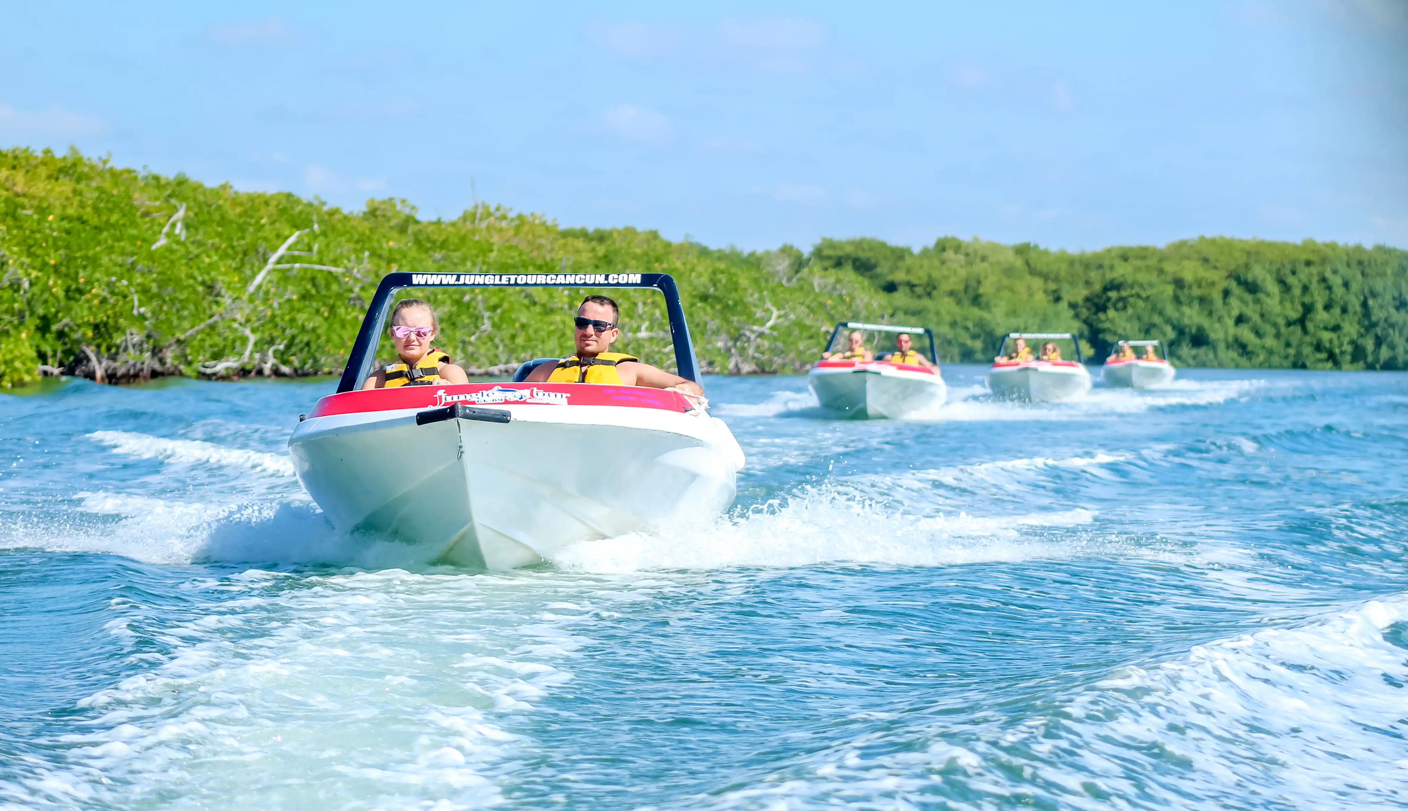 A family in speedboat