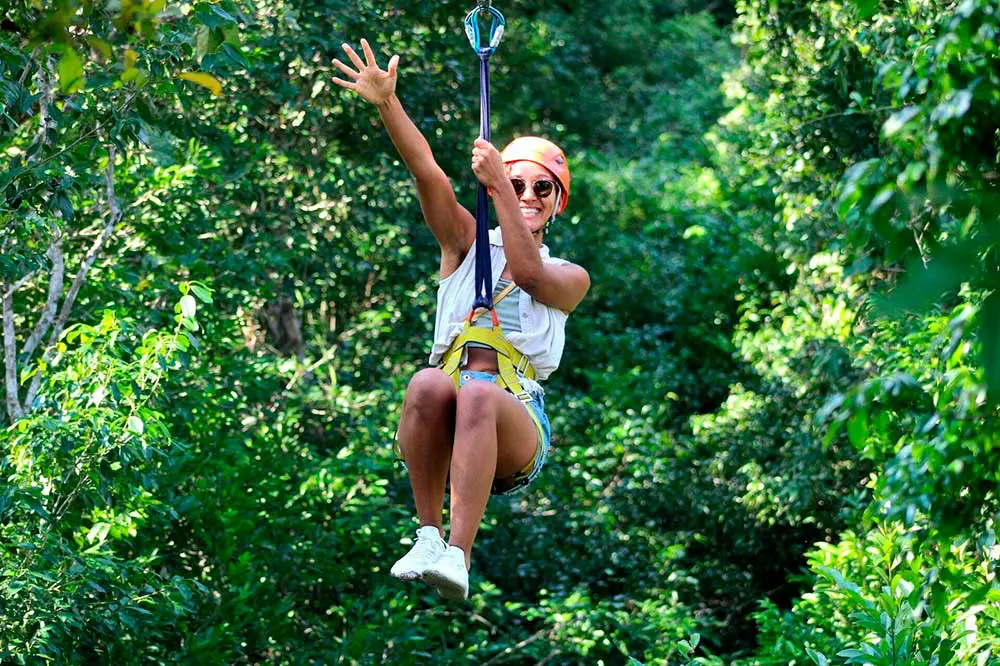 Zip-lining adventure in Cancun jungle
